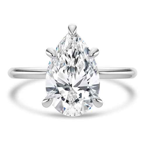 Pear Lab Created Diamond Solitaire Engagement Ring in White Gold (MVSLG1430-W)