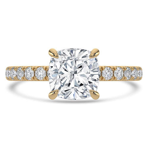 Cushion Lab Created Diamond Offset Center Stone Solitaire with Accents Engagement Ring in Yellow Gold (MVSLG1431-Y)