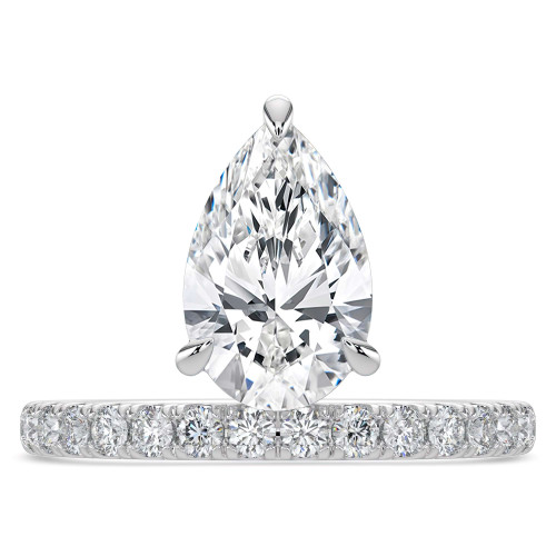 Pear Lab Created Diamond Offset Center Stone Solitaire with Accents Engagement Ring in White Gold (MVSLG1432-W)
