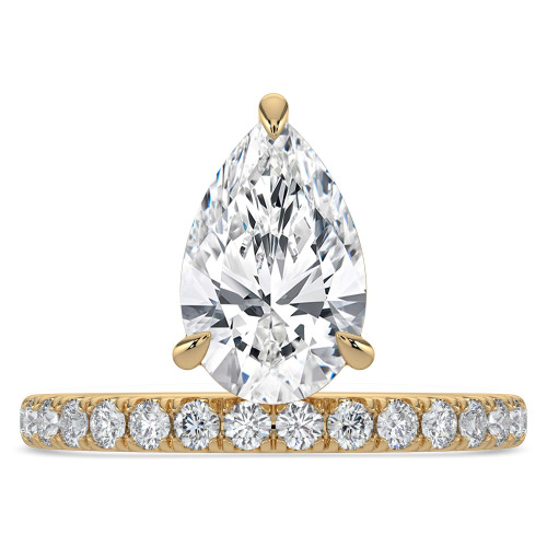 Pear Lab Created Diamond Offset Center Stone Solitaire with Accents Engagement Ring in Yellow Gold (MVSLG1432-Y)