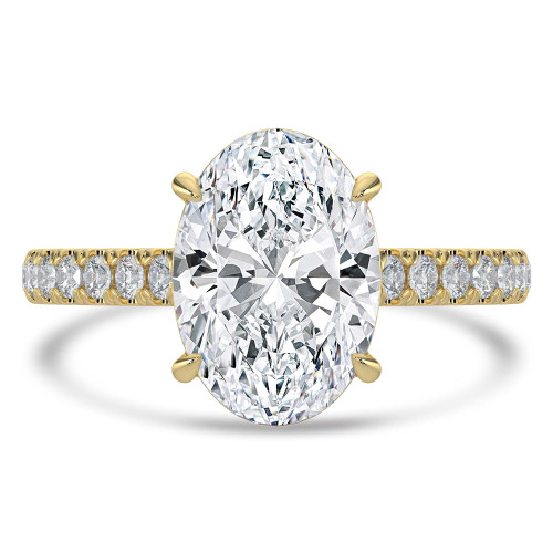 Oval Lab Created Diamond Cathedral Open Bridge Solitaire with Accents Engagement Ring in Yellow Gold (MVSLG1435-Y)