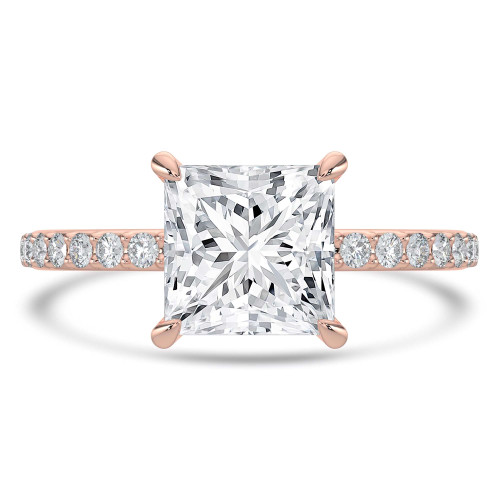 Princess Lab Created Diamond Solitaire with Accents Engagement Ring in Rose Gold (MVSLG1439-R)