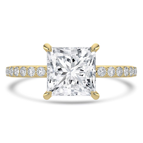 Princess Lab Created Diamond Solitaire with Accents Engagement Ring in Yellow Gold (MVSLG1439-Y)