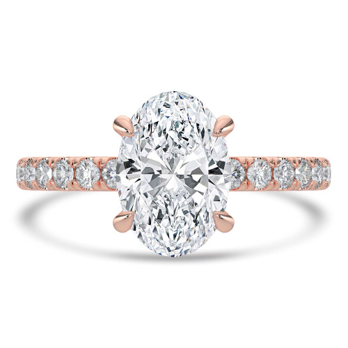 Oval Lab Created Diamond Hidden Halo Solitaire with Accents Engagement Ring in Rose Gold (MVSLG1443-R)