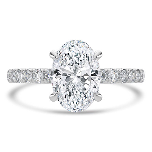 Oval Lab Created Diamond Hidden Halo Solitaire with Accents Engagement Ring in White Gold (MVSLG1443-W)
