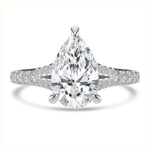 Pear Lab Created Diamond Cathedral Split Shank Solitaire with Accents Engagement Ring in White Gold (MVSLG1452-W)