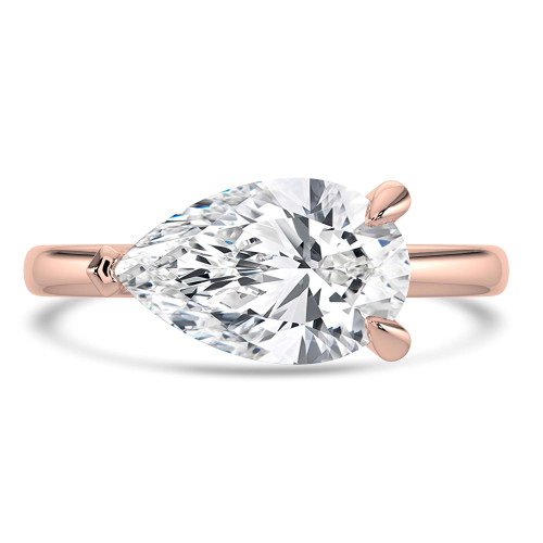 Pear Lab Created Diamond Horizontally Set Open Bridge Solitaire Engagement Ring in Rose Gold (MVSLG1455-R)