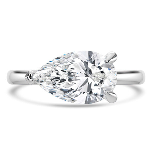 Pear Lab Created Diamond Horizontally Set Open Bridge Solitaire Engagement Ring in White Gold (MVSLG1455-W)