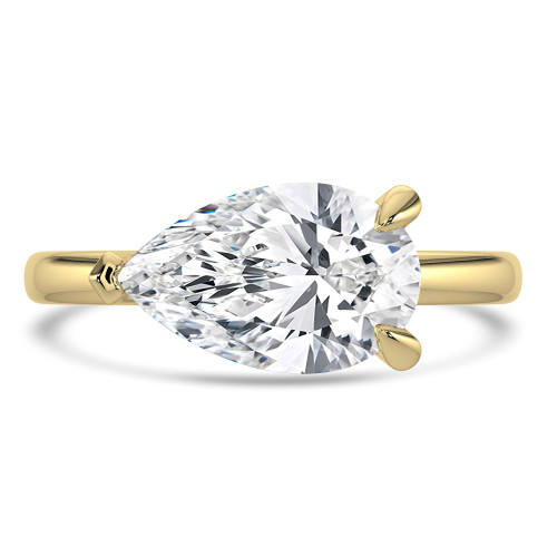Pear Lab Created Diamond Horizontally Set Open Bridge Solitaire Engagement Ring in Yellow Gold (MVSLG1455-Y)