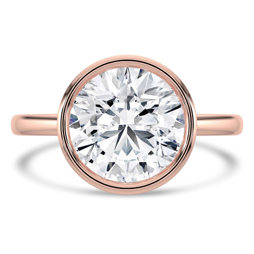 Round Lab Created Diamond Bezel Set Solitaire Engagement Ring in Rose Gold (MVSLG1457-R)