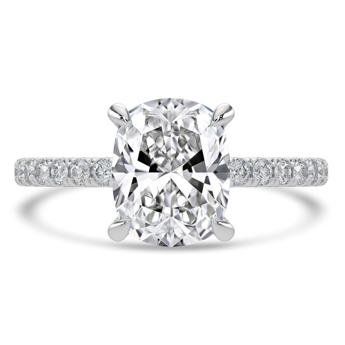Cushion Lab Created Diamond Hidden Halo Solitaire with Accents Engagement Ring in White Gold (MVSLG1460-W)