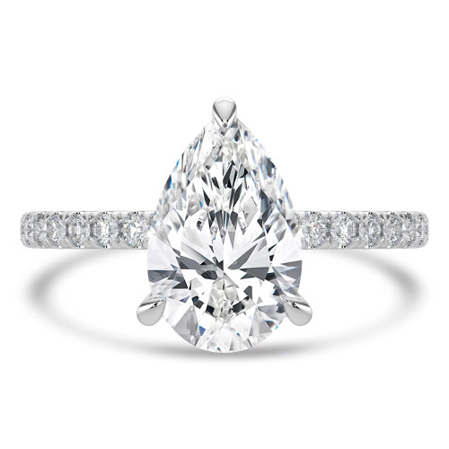 Pear Lab Created Diamond Hidden Halo Solitaire with Accents Engagement Ring in White Gold (MVSLG1464-W)