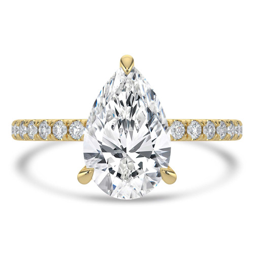 Pear Lab Created Diamond Hidden Halo Solitaire with Accents Engagement Ring in Yellow Gold (MVSLG1464-Y)