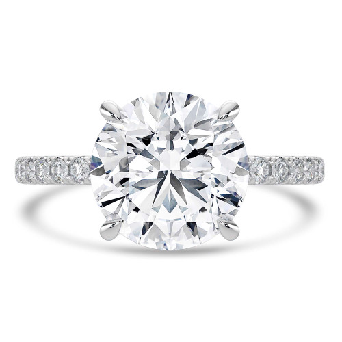 Round Lab Created Diamond Hidden Halo Solitaire with Accents Engagement Ring in White Gold (MVSLG1467-W)