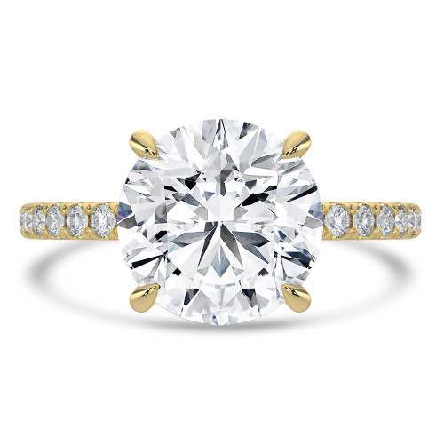 Round Lab Created Diamond Hidden Halo Solitaire with Accents Engagement Ring in Yellow Gold (MVSLG1467-Y)