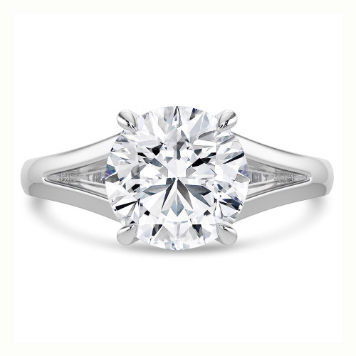 Round Lab Created Diamond Cathedral Split Shank Solitaire Engagement Ring in White Gold (MVSLG1469-W)