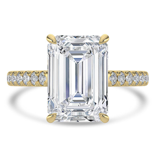 Emerald Lab Created Diamond Cathedral Open Bridge Solitaire with Accents Engagement Ring in Yellow Gold (MVSLG1470-Y)