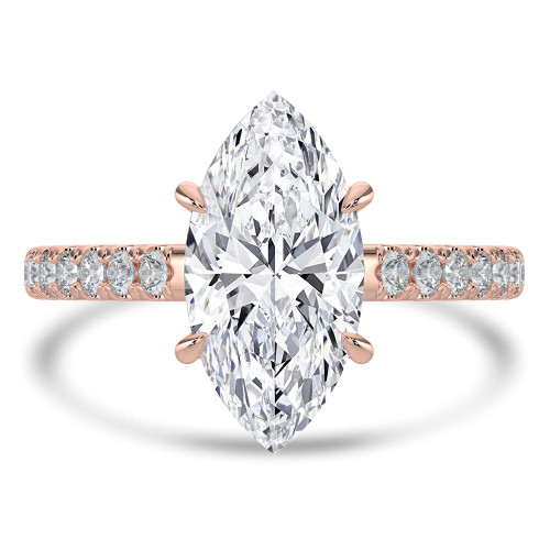 Marquise Lab Created Diamond Cathedral Open Bridge Solitaire with Accents Engagement Ring in Rose Gold (MVSLG1471-R)