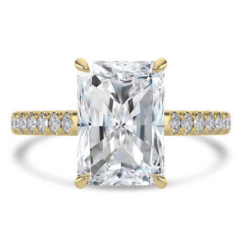 Radiant Lab Created Diamond Cathedral Open Bridge Solitaire with Accents Engagement Ring in Yellow Gold (MVSLG1474-Y)