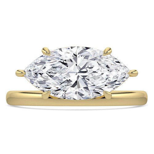 Marquise Lab Created Diamond Offset Center Stone Open Bridge Solitaire Engagement Ring in Yellow Gold (MVSLG1482-Y)