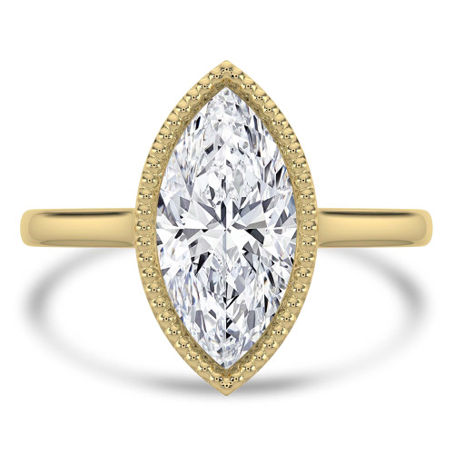 Marquise Lab Created Diamond Vintage Bezel Set Open Bridge Solitaire Engagement Ring in Yellow Gold (MVSLG1484-Y)