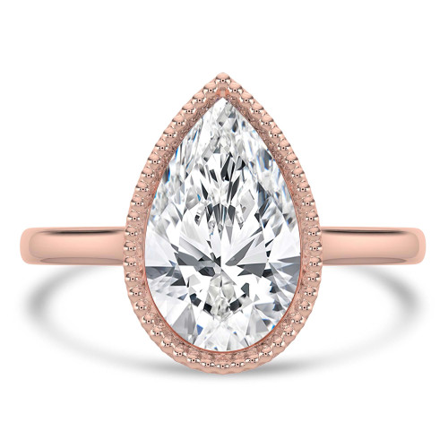 Pear Lab Created Diamond Vintage Bezel Set Open Bridge Solitaire Engagement Ring in Rose Gold (MVSLG1486-R)