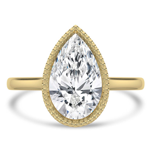 Pear Lab Created Diamond Vintage Bezel Set Open Bridge Solitaire Engagement Ring in Yellow Gold (MVSLG1486-Y)