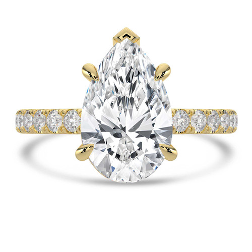 Pear Lab Created Diamond 5-Prong Solitaire with Accents Engagement Ring in Yellow Gold (MVSLG1522-Y)