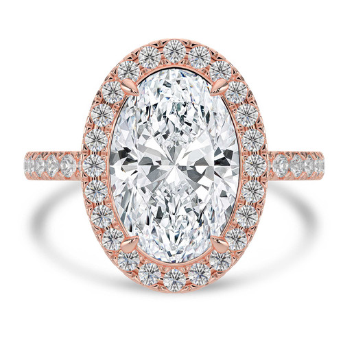 Oval Lab Created Diamond 4-Prong Halo Engagement Ring in Rose Gold with Hidden Accents (MVSLG1523-R)