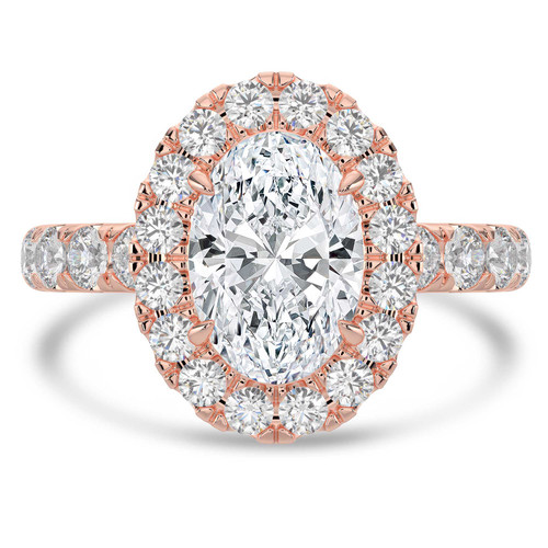 Oval Lab Created Diamond 4-Prong Open Bridge Halo Engagement Ring in Rose Gold with Hidden Accents (MVSLG1531-R)