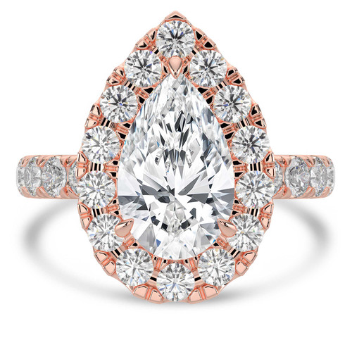 Pear Lab Created Diamond 3-Prong Open Bridge Halo Engagement Ring in Rose Gold (MVSLG1532-R)
