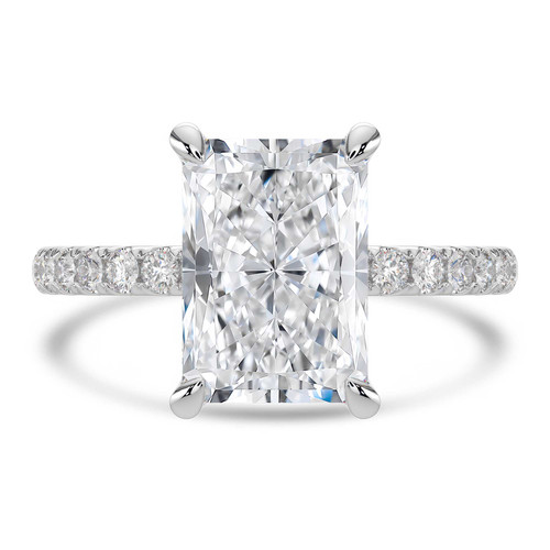 Radiant Lab Created Diamond 4-Prong Solitaire with Accents Engagement Ring in White Gold (MVSLG1537-W)