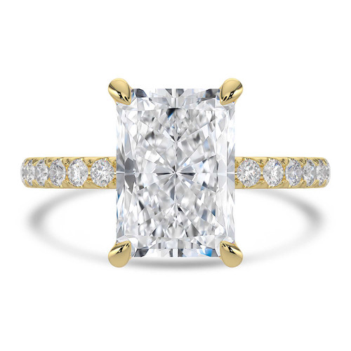Radiant Lab Created Diamond 4-Prong Solitaire with Accents Engagement Ring in Yellow Gold (MVSLG1537-Y)