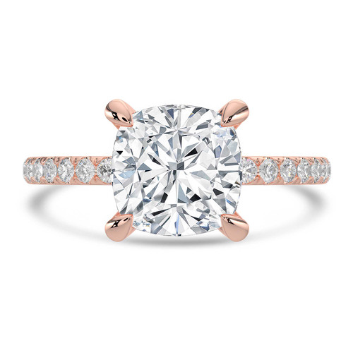 Cushion Lab Created Diamond 4-Prong Solitaire with Accents Engagement Ring in Rose Gold (MVSLG1545-R)