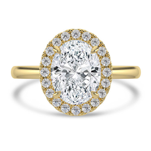 Oval Lab Created Diamond 4-Prong Open Bridge Halo Engagement Ring in Yellow Gold (MVSLG1557-Y)
