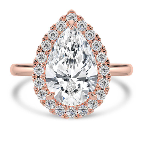Pear Lab Created Diamond 3-Prong Open Bridge Halo Engagement Ring in Rose Gold (MVSLG1558-R)