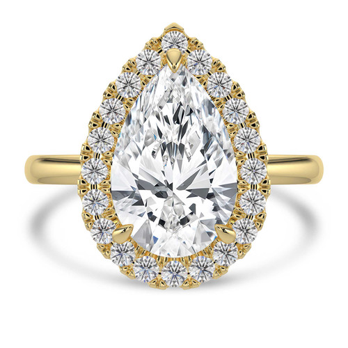 Pear Lab Created Diamond 3-Prong Open Bridge Halo Engagement Ring in Yellow Gold (MVSLG1558-Y)
