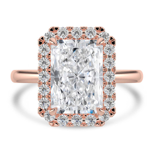 Radiant Lab Created Diamond 4-Prong Open Bridge Halo Engagement Ring in Rose Gold (MVSLG1559-R)