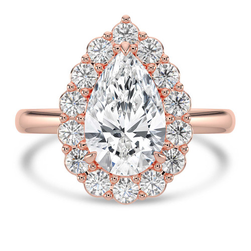 Pear Lab Created Diamond 3-Prong Open Bridge Halo Engagement Ring in Rose Gold (MVSLG1569-R)