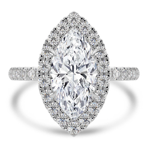 Marquise Lab Created Diamond 4-Prong Open Bridge Halo Engagement Ring in White Gold (MVSLG1574-W)