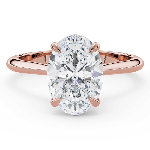 Oval Lab Created Diamond 4-Prong Solitaire Engagement Ring in Rose Gold (MVSLG1588-R)