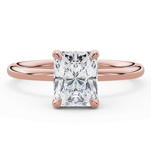 Radiant Lab Created Diamond 4-Prong Solitaire with Accents Engagement Ring in Rose Gold with Hidden Halo (MVSLG1590-R)