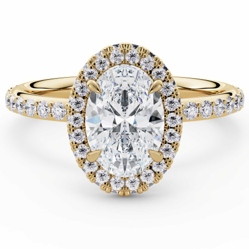 Oval Lab Created Diamond Rollover Halo Engagement Ring in Yellow Gold (MVSLG1597-Y)