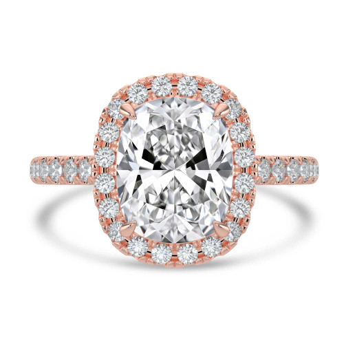 Cushion Lab Created Diamond Cushion Halo Halo Engagement Ring in Rose Gold (MVSLG1636-R)