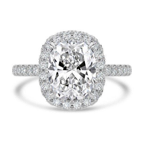 Cushion Lab Created Diamond Cushion Halo Halo Engagement Ring in White Gold (MVSLG1636-W)