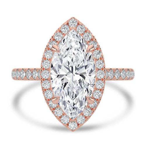Marquise Lab Created Diamond Marquise Halo Halo Engagement Ring in Rose Gold (MVSLG1637-R)