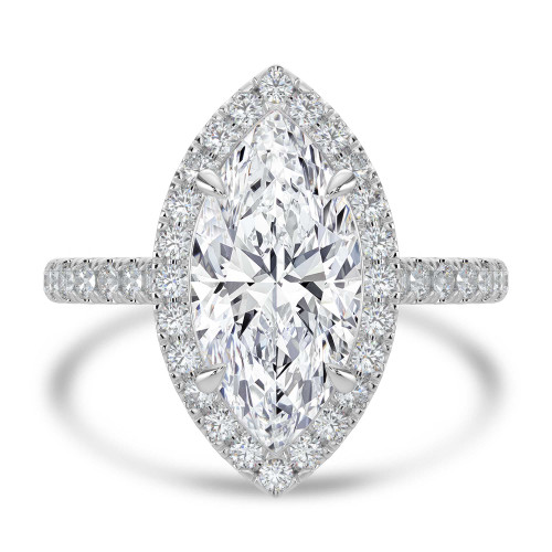 Marquise Lab Created Diamond Marquise Halo Halo Engagement Ring in White Gold (MVSLG1637-W)