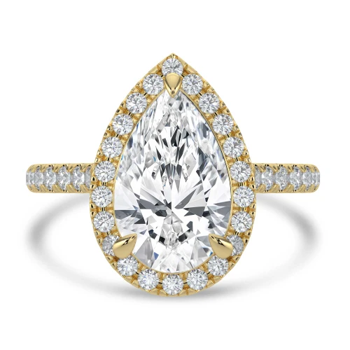 Pear Lab Created Diamond Pear Halo Halo Engagement Ring in Yellow Gold (MVSLG1639-Y)