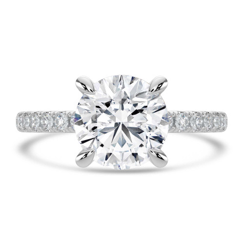 Round Lab Created Diamond Solitaire with Accents Engagement Ring in White Gold (MVSLG1645-W)