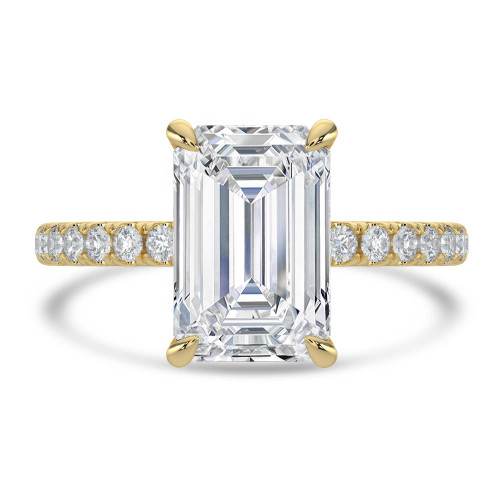 Emerald Lab Created Diamond Solitaire with Accents Engagement Ring in Yellow Gold (MVSLG1647-Y)
